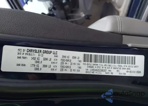 2013 Dodge Durango Sxt из США, поврежденный, VIN 1C4RDHAG2DC686357